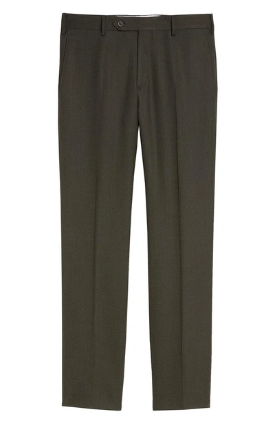 Shop Zanella Parker Solid Stretch Trousers In Olive