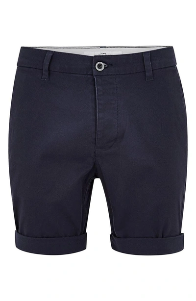 Shop Topman Skinny Fit Chino Shorts In Navy