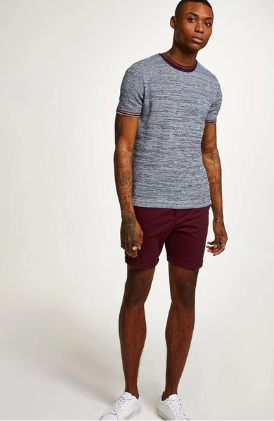 Shop Topman Skinny Fit Chino Shorts In Burgundy