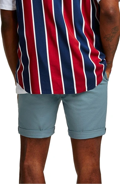 Shop Topman Skinny Fit Chino Shorts In Dark Blue