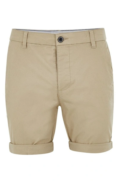 Shop Topman Skinny Fit Chino Shorts In Stone