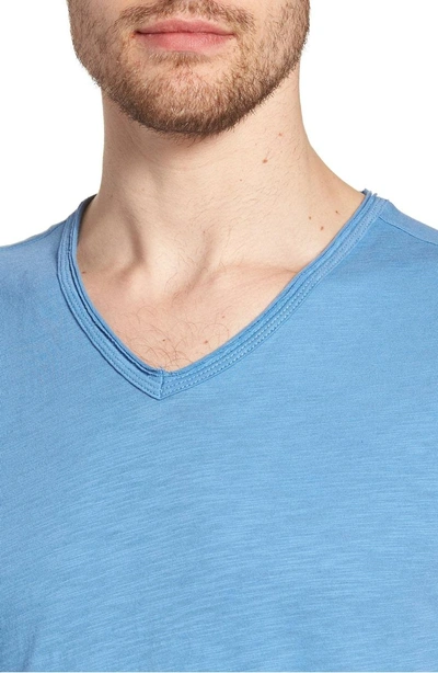 Shop John Varvatos Slim Fit Slubbed V-neck T-shirt In Petrol Blue