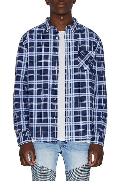 Shop Nxp Issued Trim Fit Woven Shirt In Blue Check