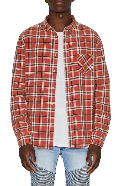 Shop Nxp Issued Trim Fit Woven Shirt In Red Check