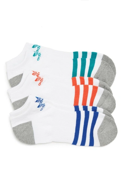 Shop Adidas Originals Roller Assorted 3-pack No-show Socks In White/ Royal/ Red/ Green
