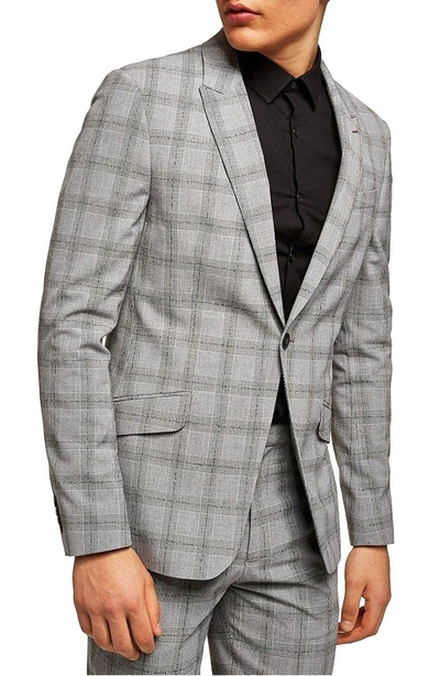 Shop Topman Check Suit Jacket In Grey/ Black
