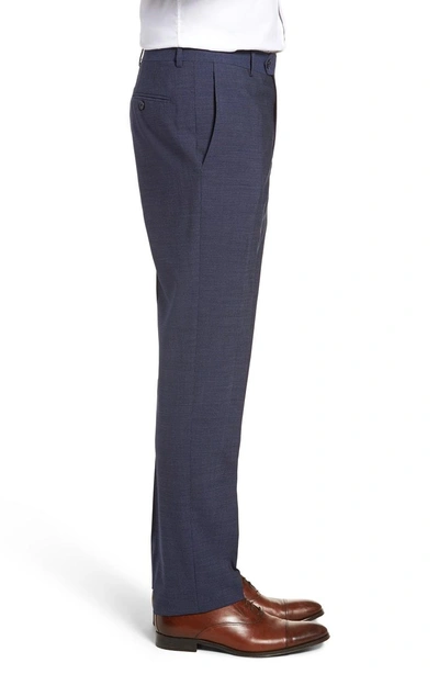 Shop Santorelli Flat Front Solid Wool Trousers In Bright Navy