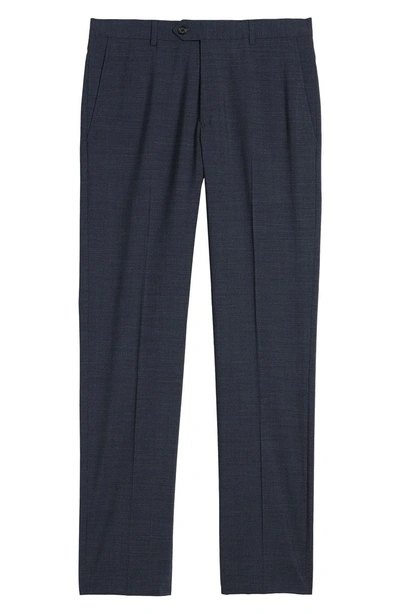 Shop Santorelli Flat Front Solid Wool Trousers In Bright Navy