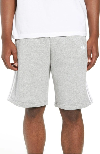 Shop Adidas Originals 3-stripes Shorts In Medium Grey Heather