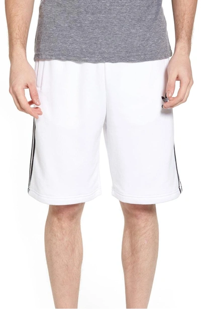 Shop Adidas Originals 3-stripes Shorts In White/ Black