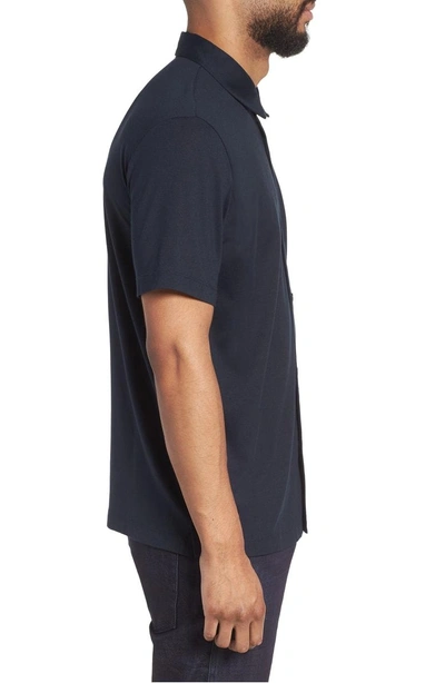 Shop Theory Incisive Silk & Cotton Short Sleeve Sport Shirt In Eclipse