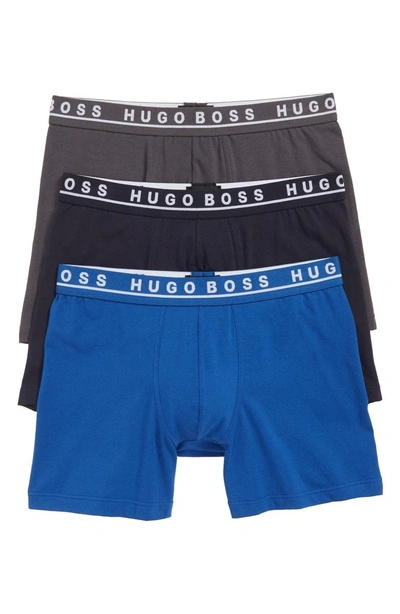 Shop Hugo Boss 3-pack Stretch Cotton Boxer Briefs In Open Blue