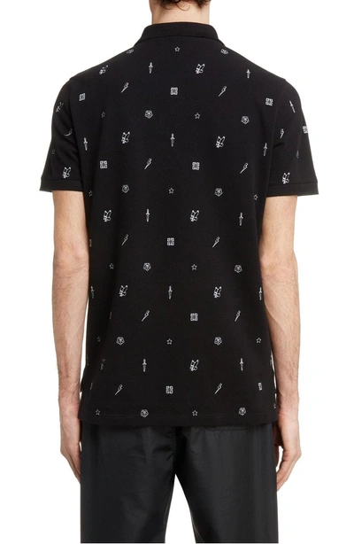 Shop Givenchy Logo Embroidered Polo In Black/ White