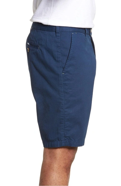 Shop Ted Baker Print Cotton Shorts In Navy