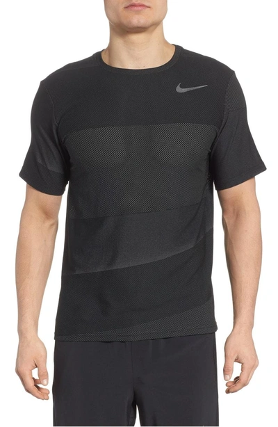 Shop Nike Crewneck Mesh T-shirt In Black/ White/ Mtlc Hematite