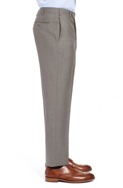 Shop Zanella Devon Flat Front Solid Wool Trousers In Taupe