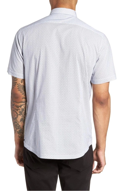 Shop Good Man Brand Slim Fit Diamond Blur Print Short Shirt In Silver