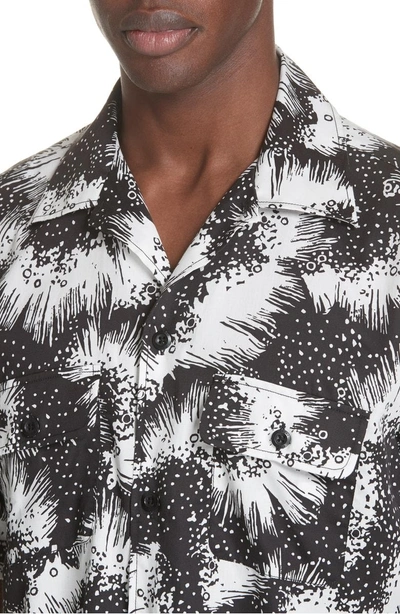 Shop Givenchy Print Camp Shirt In Ecru/ Black