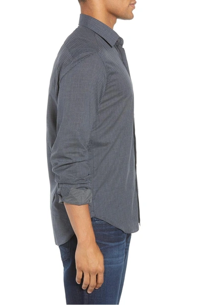 Shop Culturata Trim Fit Hatch Print Sport Shirt In Grey