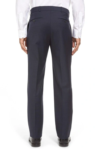 Shop Ballin Classic Fit Flat Front Sharkskin Wool Dress Pants In Navy