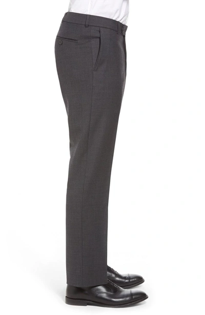 Shop Ballin Classic Fit Flat Front Sharkskin Wool Dress Pants In Dark Grey