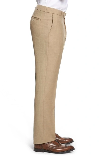 Shop Ballin Classic Fit Flat Front Sharkskin Wool Dress Pants In Camel