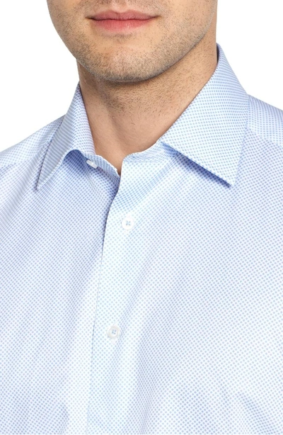 Shop David Donahue Regular Fit Dot Dress Shirt In Blue