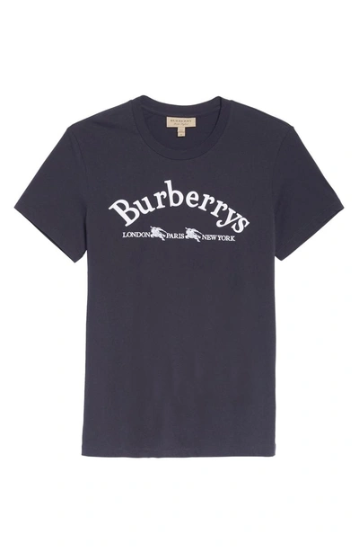 Shop Burberry Pairi City Logo T-shirt In Navy