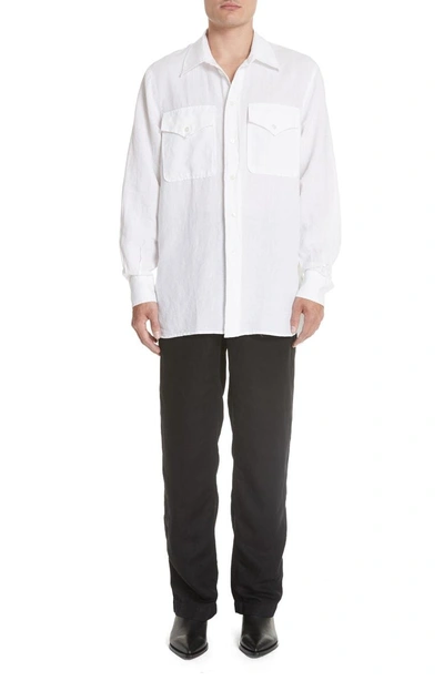 Shop Our Legacy Oversize Linen & Cotton Shirt In White