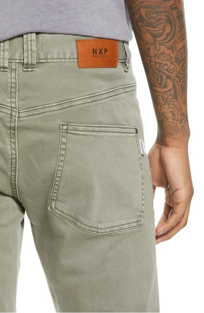 Shop Nxp Combination Moto Skinny Fit Moto Jeans In Khaki