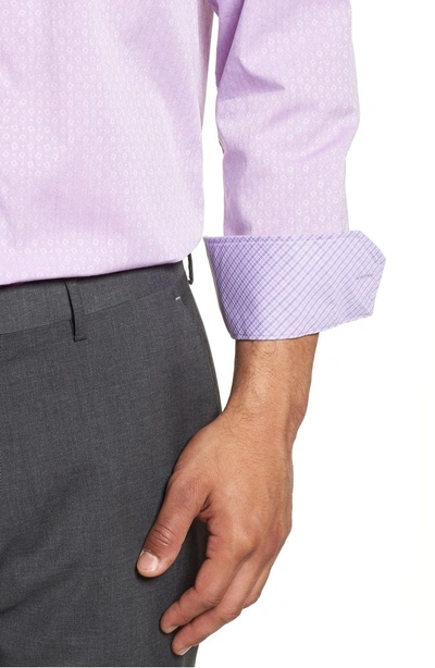 Shop English Laundry Trim Fit Geometric Dress Shirt In Purple
