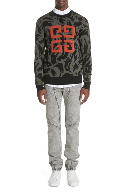 Shop Givenchy 4g Jacquard Wool Sweater In Khaki/ Beige