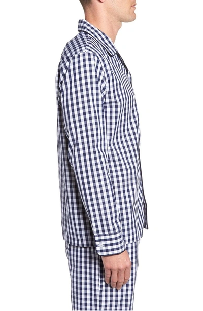 Shop Sleepy Jones Pajama Shirt In Large Gingham Blue