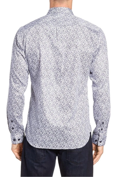 Shop Jared Lang Floral Sport Shirt In White Navy Print