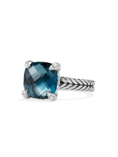 Shop David Yurman Chatelaine® Ring With Gemstone And Diamonds In Hampton Blue Topaz