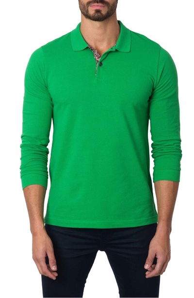 Shop Jared Lang Long Sleeve Polo In Green
