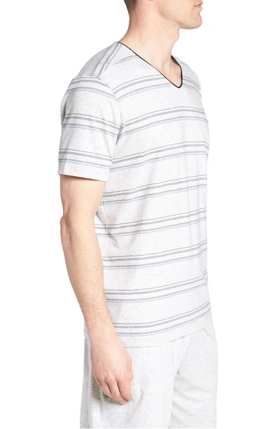 Shop Daniel Buchler Stripe Pima Cotton & Modal V-neck T-shirt In Black/ Blue
