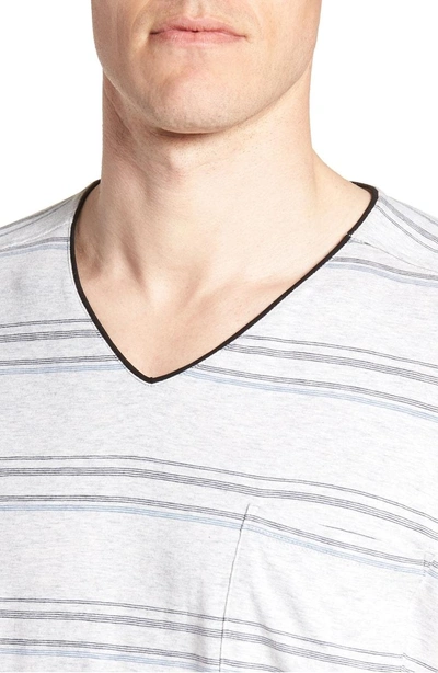 Shop Daniel Buchler Stripe Pima Cotton & Modal V-neck T-shirt In Black/ Blue
