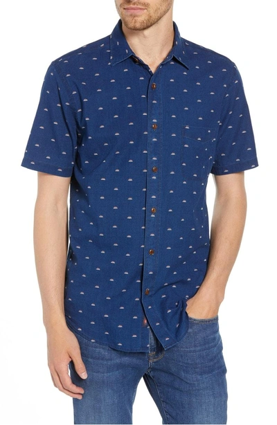 Shop Faherty Coast Sunrise Indigo Shirt In Sunrise Indigo Print