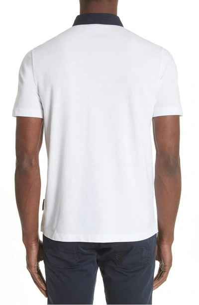 Shop Emporio Armani Stretch Cotton Polo Shirt In Bianco Ottico