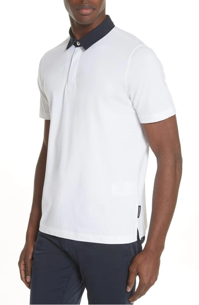 Shop Emporio Armani Stretch Cotton Polo Shirt In Bianco Ottico