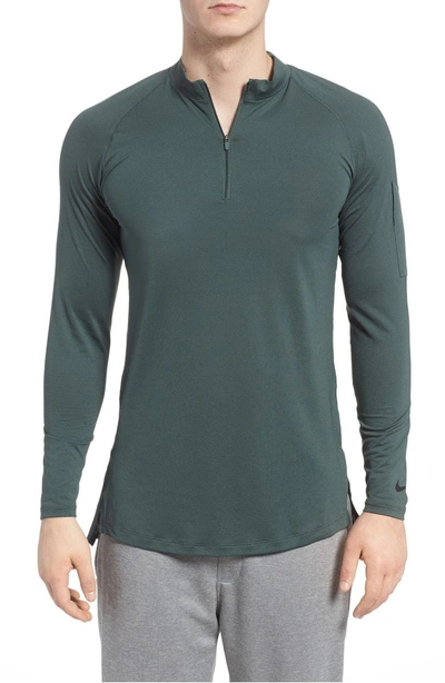 Shop Nike Pro Fitted Utility Dry Tech Sport Top In Vintage Green/ Black