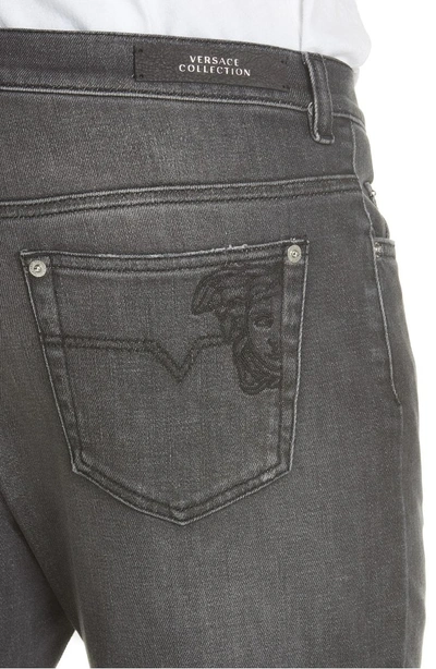 Shop Versace Medusa Pocket Jeans In Grey