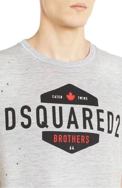 Shop Dsquared2 Longline Logo Graphic T-shirt In Grey