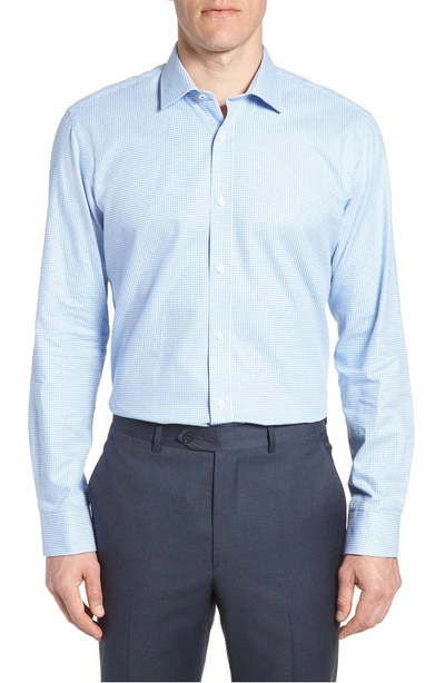 Shop Tailorbyrd Jaiden Trim Fit Houndstooth Dress Shirt In Light Blue