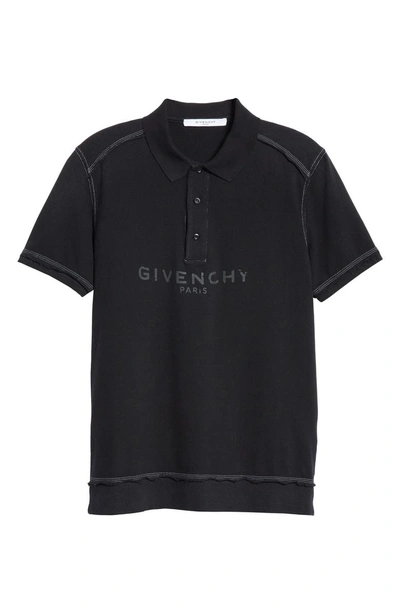Shop Givenchy Destroyed Polo In Black