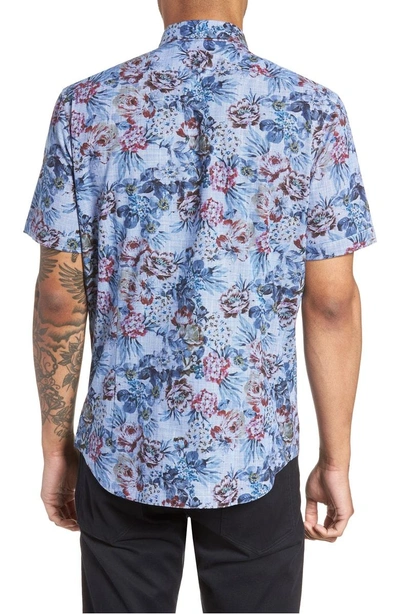 Shop Good Man Brand Slim Fit Villa Floral Print Sport Shirt In Blue