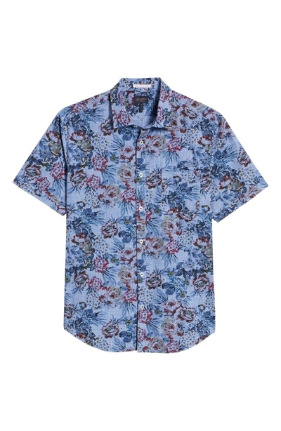 Shop Good Man Brand Slim Fit Villa Floral Print Sport Shirt In Blue