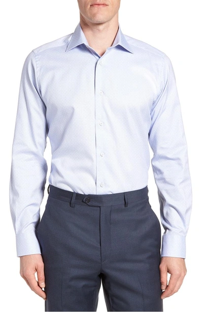 Shop David Donahue Trim Fit Dot Dress Shirt In Blue