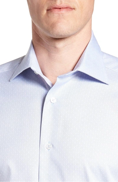 Shop David Donahue Trim Fit Dot Dress Shirt In Blue